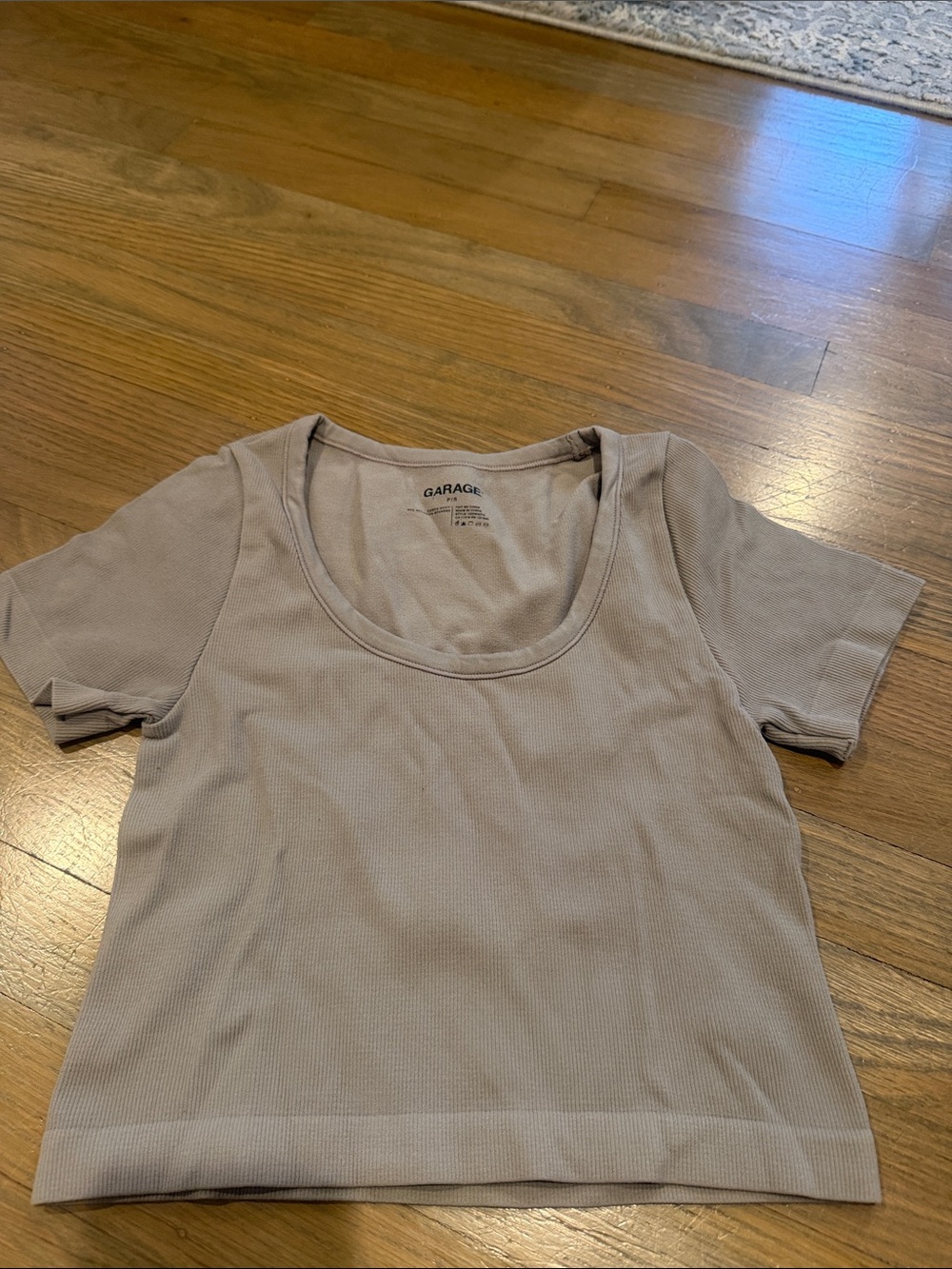 Garage Scoop Neck Short Sleeve Top in Taupe
